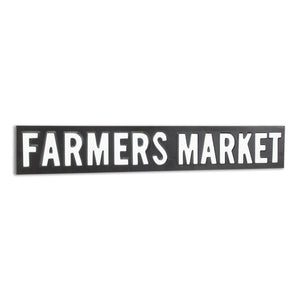 5" X 33" Gray and White Farmers Market Metal Wall Decor