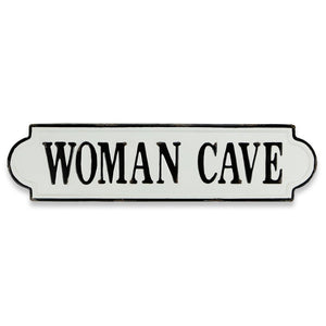 8" X 32" White and Black Woman Cave Metal Wall Decor