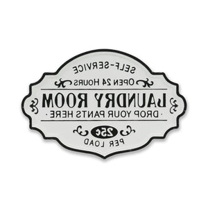 15" X 22" Black and White Laundry Room Metal Wall Decor