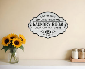 15" X 22" Black and White Laundry Room Metal Wall Decor