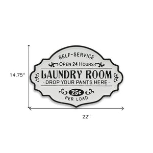 15" X 22" Black and White Laundry Room Metal Wall Decor