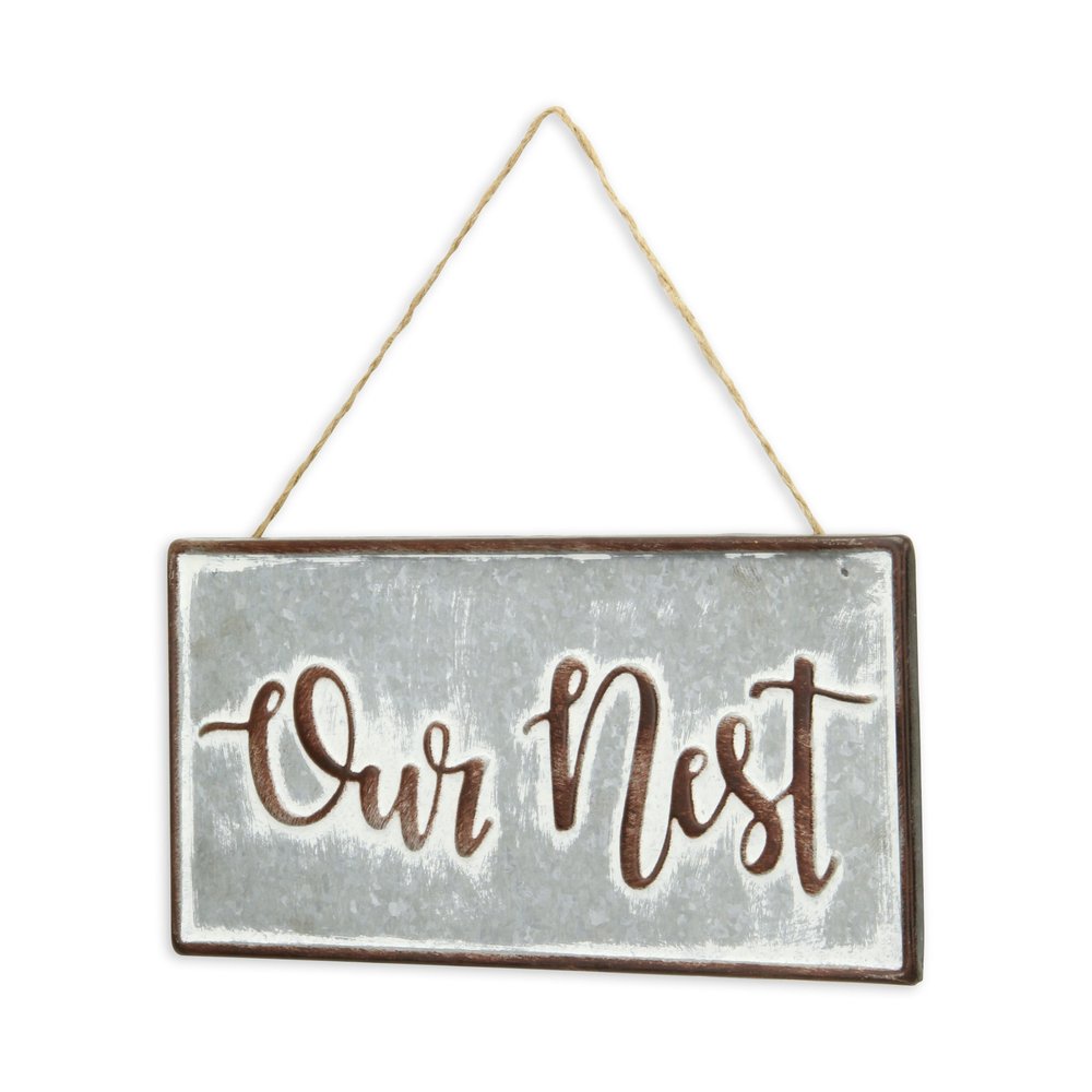 6" X 12" Gray and Brown Our Nest Galvanized Metal Wall Decor