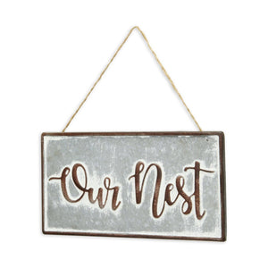 6" X 12" Gray and Brown Our Nest Galvanized Metal Wall Decor
