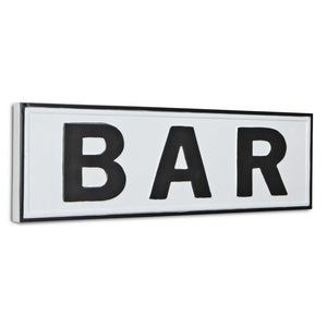 8" X 25" White and Black Handcrafted Bar Metal Wall Decor