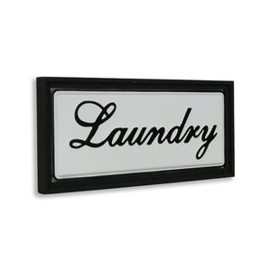 11" X 24" Black and White Handcrafted Laundry Metal Wall Decor