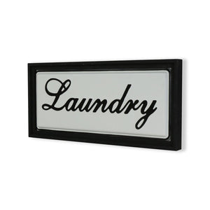 11" X 24" Black and White Handcrafted Laundry Metal Wall Decor