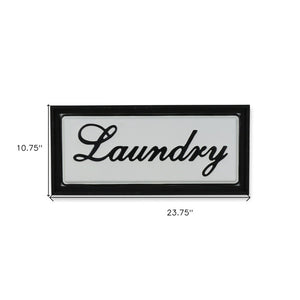 11" X 24" Black and White Handcrafted Laundry Metal Wall Decor