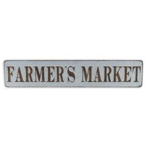 7" X 36" Gray and Brown Farmers Market Galvanized Metal Wall Decor