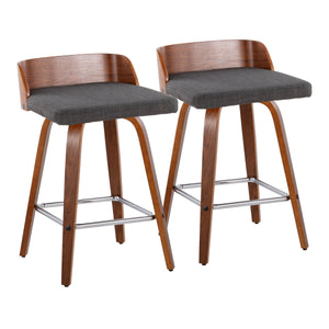 Maya - Mid Century Modern Fixed Height Counter Stool & Swivel With Square Footrest (Set of 2) by Couch.com