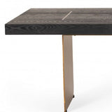 95" Dark Brown And Brass Metal Sled Base Dining Table