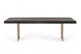 95" Dark Brown And Brass Metal Sled Base Dining Table