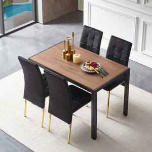 5 Pieces Dining Set Including Velvet High Back Golden Color Legs Nordic Dining Chair & Creative Design Dining Table by Couch.com