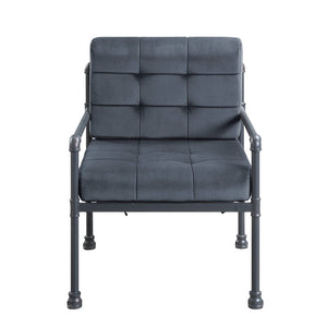 27" Gray and Steel Blue Velvet Arm Chair