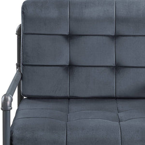 27" Gray and Steel Blue Velvet Arm Chair