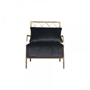 25" Black And Gold Velvet Arm Chair