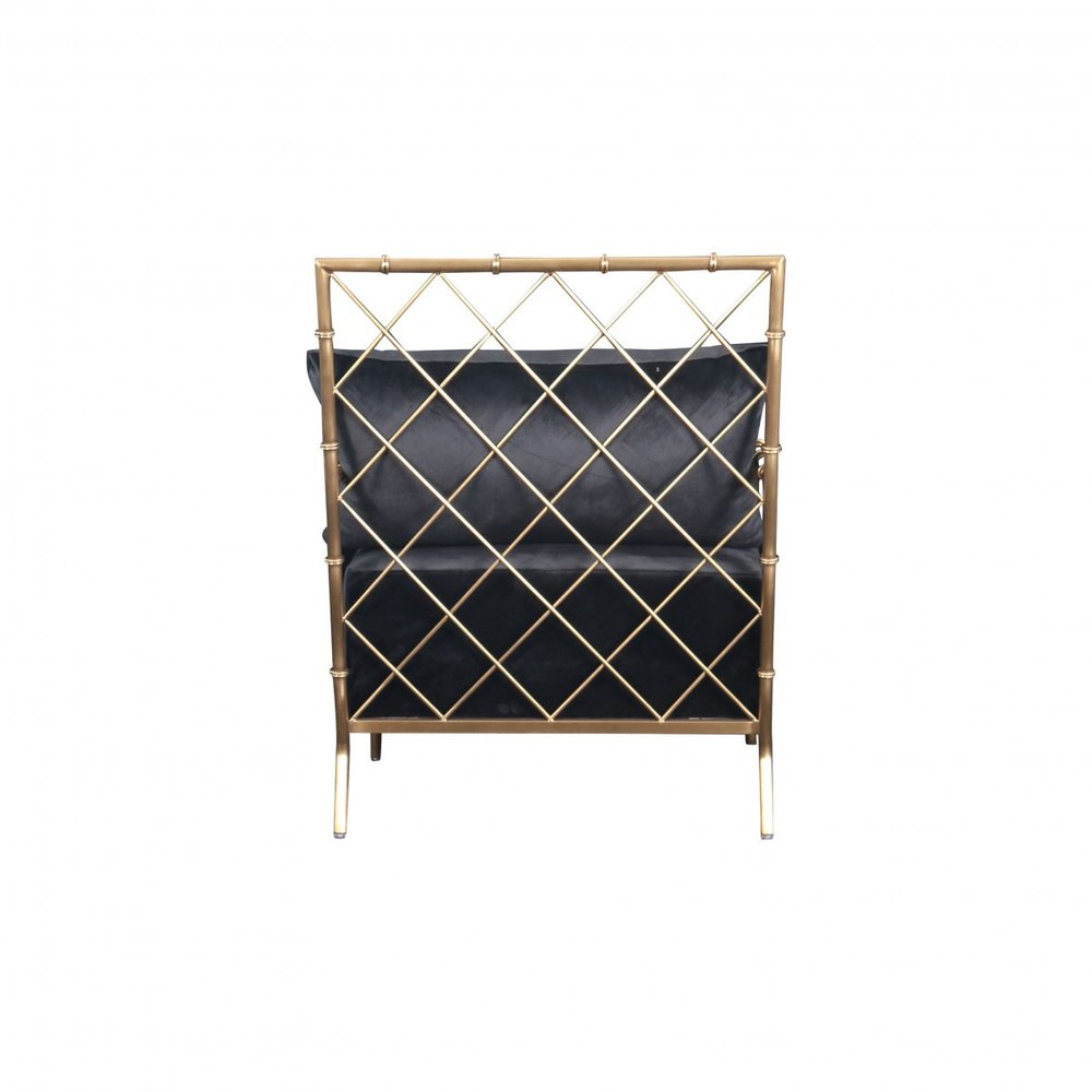 25" Black And Gold Velvet Arm Chair