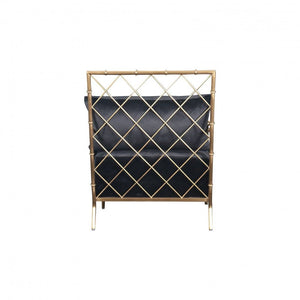 25" Black And Gold Velvet Arm Chair