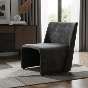 28" Dark Slate Gray Velvet Side Chair
