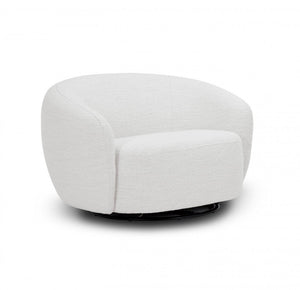 47" Off White And Black Upholstered Swivel Barrel Chair