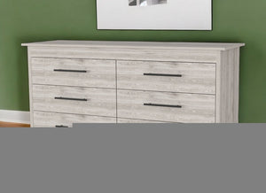 32" Light Gray Six Drawer Double Dresser