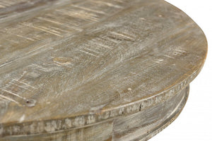 30" Gray Rounded Solid Wood Pedestal Base Dining Table