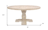 58" Natural Rounded Solid Wood Pedestal Base Dining Table