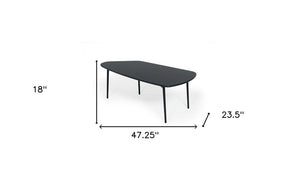 47" Black Faux Marble And Steel Free Form Coffee Table