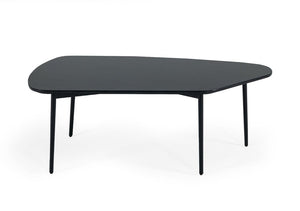 47" Black Faux Marble And Steel Free Form Coffee Table