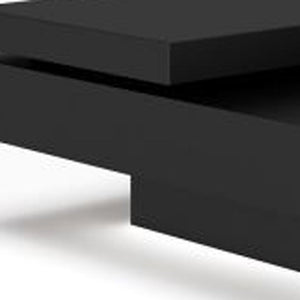 39" Brown and Black Wood Square Block Coffee Table With Drawer