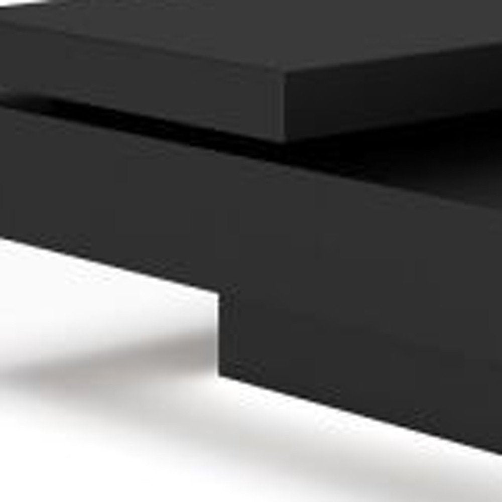 39" Brown and Black Wood Square Block Coffee Table With Drawer