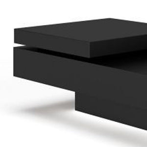 39" Brown and Black Wood Square Block Coffee Table With Drawer