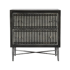 28" Dark Brown Solid Wood Two Drawer Nightstand