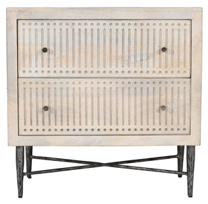 28" Ivory Solid Wood Two Drawer Nightstand