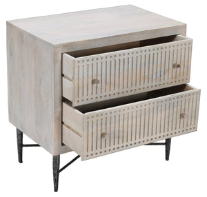 28" Ivory Solid Wood Two Drawer Nightstand