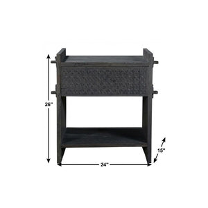26" Dark Gray One Drawer Nightstand