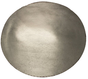 32" White and Natural Iron and Solid Wood Round Drum Coffee Table