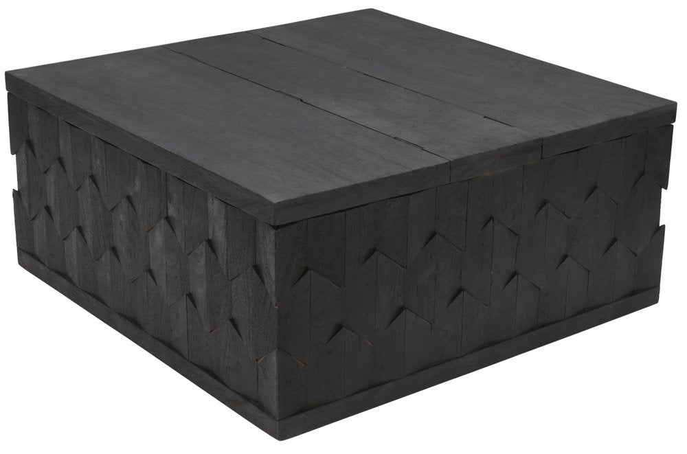 40" Dark Gray Solid Wood Square Distressed Solid Trunk Coffee Table