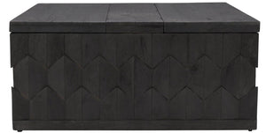 40" Dark Gray Solid Wood Square Distressed Solid Trunk Coffee Table