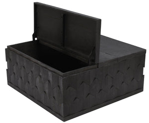 40" Dark Gray Solid Wood Square Distressed Solid Trunk Coffee Table