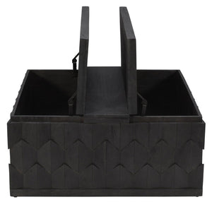 40" Dark Gray Solid Wood Square Distressed Solid Trunk Coffee Table