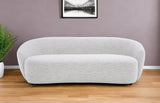 90" Off White Fabric Sofa With Black Legs