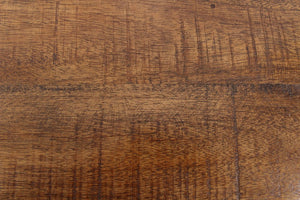 72" Brown and Brass Solid Wood Distressed Six Leg Console Table With Four Drawers