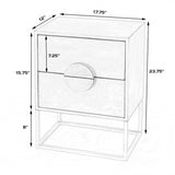 24" White Wood Two Drawer Nightstand