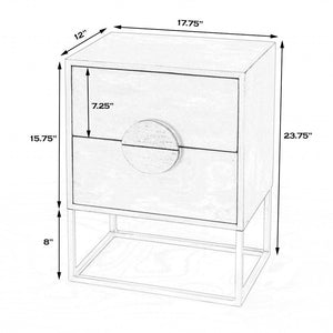 24" White Wood Two Drawer Nightstand