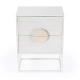 24" White Wood Two Drawer Nightstand