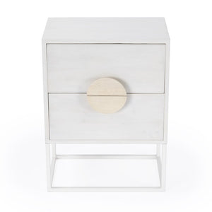 24" White Wood Two Drawer Nightstand