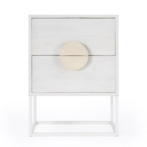 24" White Wood Two Drawer Nightstand