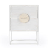 24" White Wood Two Drawer Nightstand