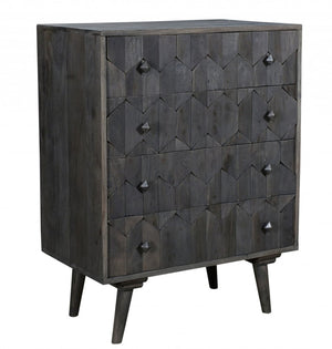27" Gray Solid Wood Four Drawer Dresser