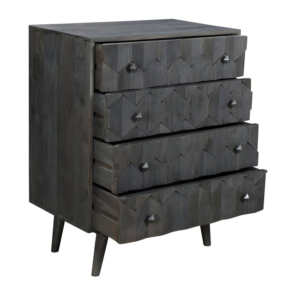 27" Gray Solid Wood Four Drawer Dresser